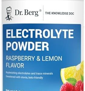 Dr. Berg Zero Sugar Hydration Keto Electrolyte Powder - Enhanced w/ 1,000mg of Potassium & Real Pink Himalayan Salt (NOT Table Salt) - Raspberry & Lemon Flavor Hydration Drink Supplement, 100 Servings Health & Household