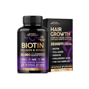 Biotin Collagen Keratin & Hyaluronic Acid Hair Support, 60 Caps