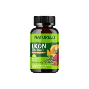 NATURELO Vegan Iron Supplement Vitamin C Gentle Iron Capsules 90ct