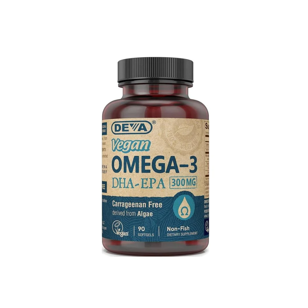 DEVA Vegan Omega 3 DHA EPA Algae 300mg Softgels 90 Count