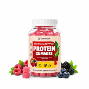 Whey Protein with Plant Based & Amino Acids - Protein Powder Alternative, Immunity, Energy & Gut Support, 90 Protein Gummies for Women & Men, Zero Free, No Gelatin, High Protein Mixed Berry Flavor